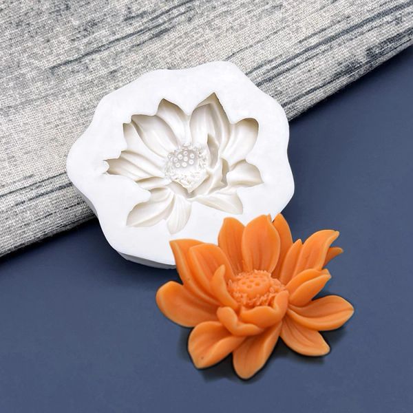 Moldes de loto de loto de loto de flores mojado azucarado de chocolate molde para hornear herramientas de decoración de pasteles de fondant