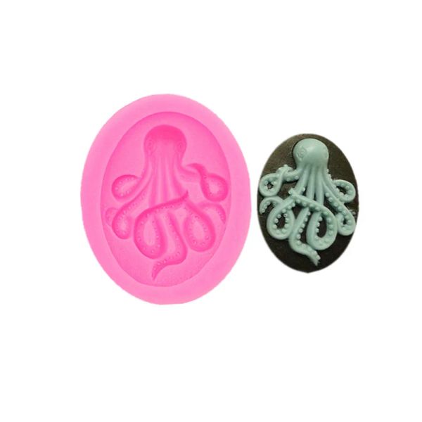 Moules Gadgets Fondant Moules Octopus Moule Silicone SEAMPUNK Polymer Argile Résine Fondant Octopus Moule de boucles