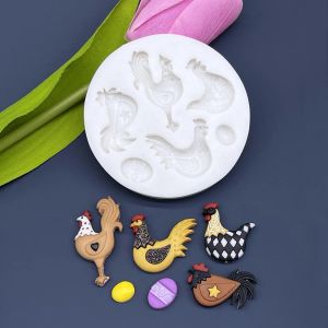 Molds Hen Cock Easter Eggs Silicone Sugarcraft Mold Chocolate Cupcake Baking Fondant Cake Decorating Tools