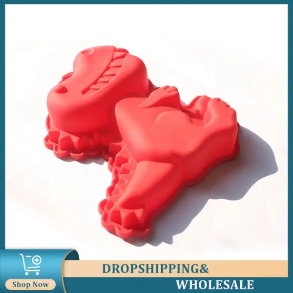 Moules grandes mignons de cas de moule à gâteau en silicone 3D Dinosaure 3D Decoration de moule de bricolage outils de pâtisserie de boulangerie