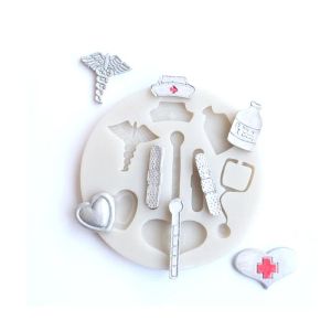 Moules Petite infirmière fournit un thermomètre à pilule outils d'hôpital bricolage modélisation de la décoration de gâteau de moule en silicone