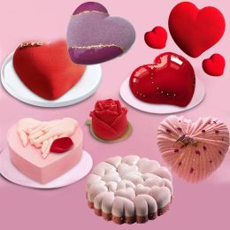 Moules Love Love Heart en forme de boulangerie en silicone pour pâtisserie Moule Moule de gâteau de pâte Forme de cuisson à desserts français pour le mariage pour la fête de la Saint-Valentin