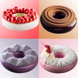 Molds meibum mousse molds 4 typen cirkelvormige ring bakware set siliconen cake mallen cake decoratie gereedschap keuken dessert bakpan