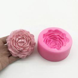 Moules nouvelles Big Flower Shape Silicone Moule Fondant Cake Savon Jelly Ice Chocolate Decoration Tool Tool 3D Rose Moule Argile Résine DIY ART