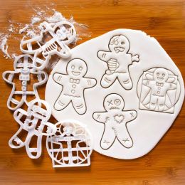 Vormt nieuwe Halloween Gingerbread Man Cookie Cutter Mold Hollow Bat Spider Fondant Embossing Stamp Baking Molds voor Halloween Party