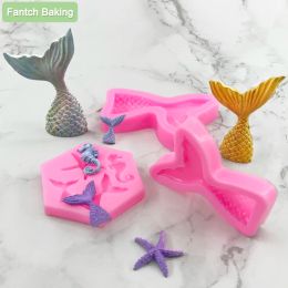 Moules nouvelles sirènes poissons-queue de silicone moule marin vie fondant sucrecraft chocolate décoration outils de pâtisserie