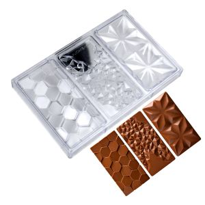 Moules Moule de chocolat en polycarbonate pour barreaux bonbons 3 cavité Diamond Forme Confictionrie Pâte pâtissière Moule de boulangerie Moule de boulangerie