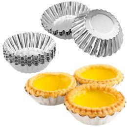 Moules réutilisables à l'œuf antiadhésif Moule de tarte à œufs en aluminium Fleurée de fleur Moule de cupcake pudding gelée