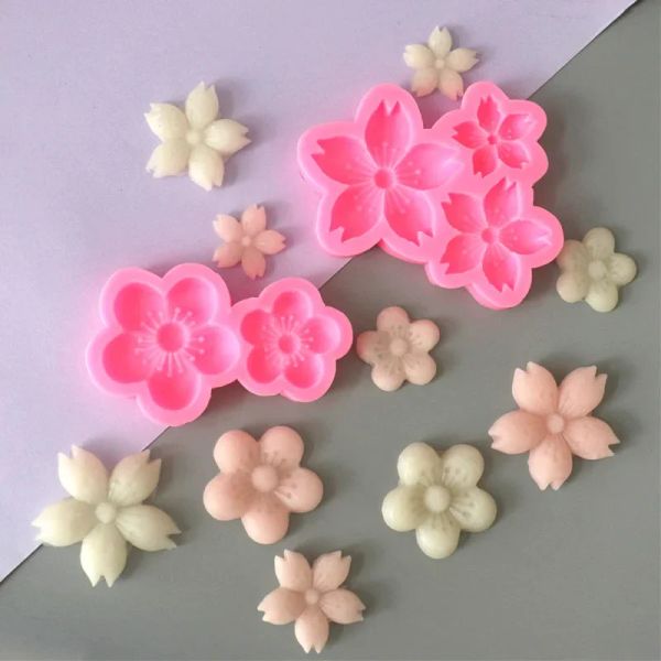Moldes Sakura Bandeja para hornear Flores en forma de columna Fondant arcilla molde de silicona para mousse chotolato herramienta de decoración de pastel de jabón