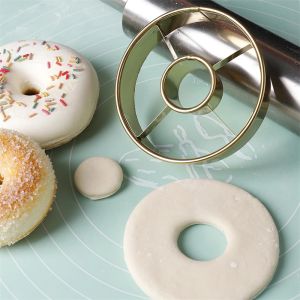 Mallen zilveren roestvrijstalen donut mold cakes decoreren gereedschap diy desserts ronde broodsnijder maker maker keuken huis bakbenodigdheden