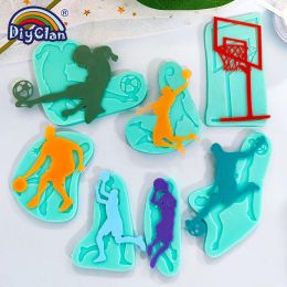 Moules Sports Series Cake Decoration Silicone Moule Baseball Football Basketball Cake Chocolate Sugar Artisanat Cuissier de cuisine