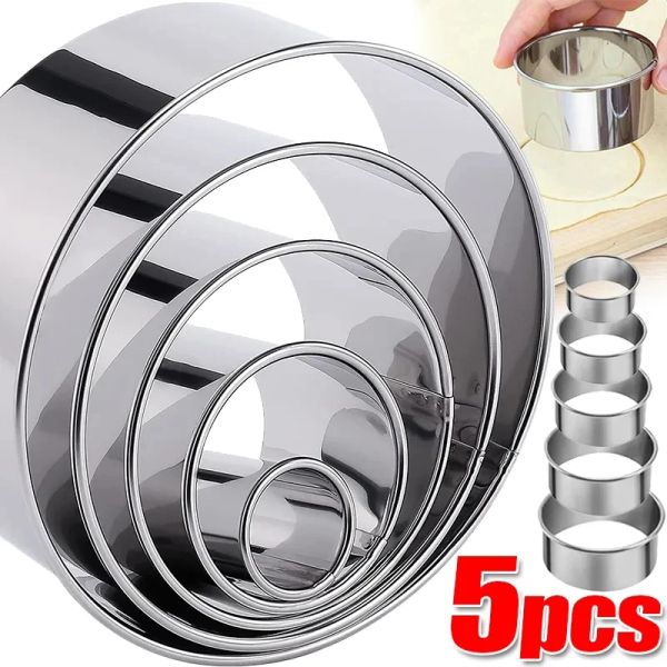 Moules en acier inoxydable Biscuit Moule cuisine Round Cookie Cutter Set Coucle Circle Pastry Gâteau Moule DIY Duy