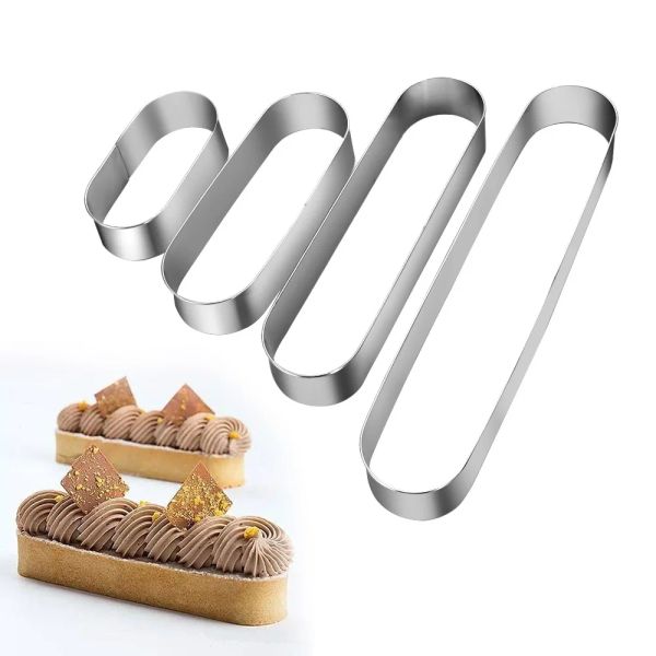 Moules en acier inoxydable Mousse anneau rectangle / ovale / gâteau rond Cookie Coiffeurs