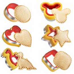 Moules en acier inoxydable sandwich coupeur coeur forme dinosaure animal étoile mignon moule enfants intéressant aliments outils de cuisine accessoires