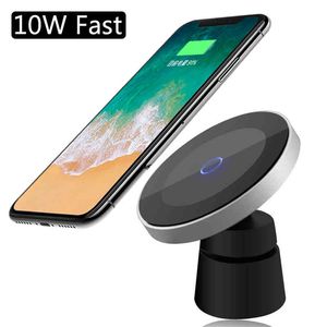Mount Qi-oplader voor iPhone X XR XS MAX 8 Plus Samsung S9 S8 Note Wireless Charging Magnetic Car Phone Holder Stand