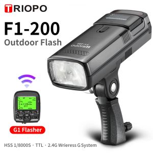 Mount Triopo F1200 Buitenzak Flash Light 2.4G TTL HSS 1/8000s Dubbele kop 200ws met Lithium Battery Flashlight Flash