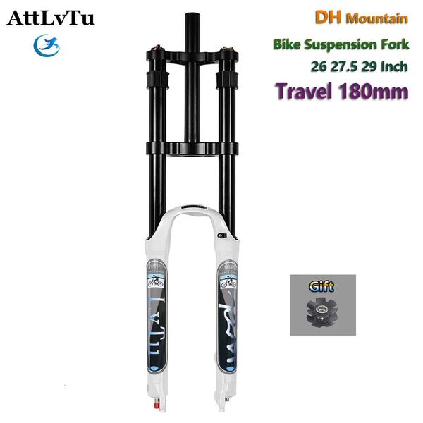 Horquilla de suspensión para bicicleta de montaña con función de ajuste de rebote Horquillas para bicicleta MTB Viaje 180 mm Aire cuesta abajo DH 26 275 29 240228