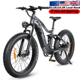 bicicleta de montaña bicicleta eléctrica fat tire ebike ciclo para hombre 750w marco de suspensión completa almacén europeo de ee.uu. 26 pulgadas zoll litio bateria48v ebike