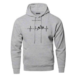 Berg hartslag hoodies sweatshirt mannen klinken ray diagram hoodie hoodie winter herfst afdruk zwart grijze sportkleding