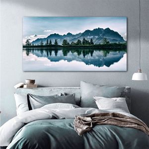Póster nórdico de árbol y lago de montaña, pintura en lienzo, arte de pared para paisaje para sala de estar, carteles e impresiones de imágenes HD para decoración del hogar