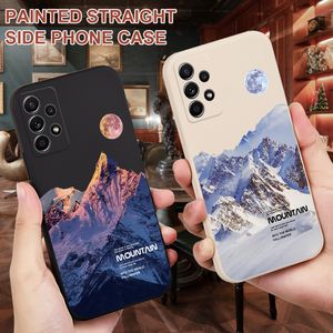 Voor Samsung Galaxy S23 S22 Ultra Plus Case Mountain Moon Geschilderd Zachte Siliconen Cover Voor Samsung S21 S20 FE S11 S11E S10 Plus S10E Camera Lens Protector Telefoon Case