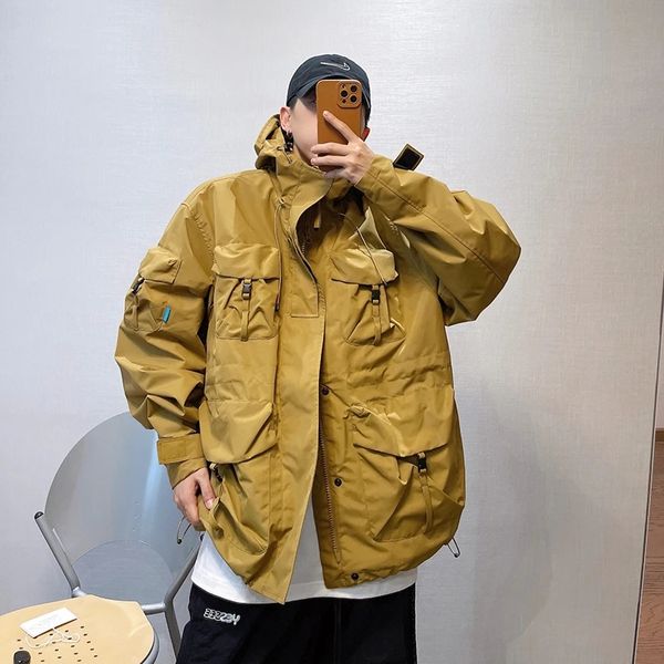 Montagne série extérieur multi-poches à capuche Cargo vestes japonais Streetwear imperméable manteau Harajuku décontracté hauts hommes vêtements