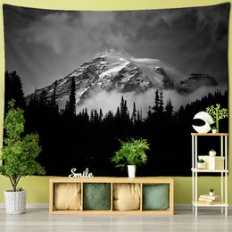 Mountain Under the Mist Oil Painting Tapestry Wall Hanging Natural Scenery Hippie Psychedelic Witchcraft Home Decor