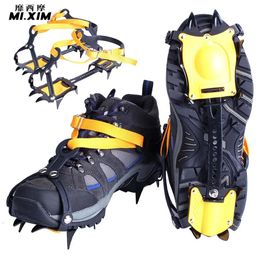 Crampons d'alpinisme 1 paire 10 crampons anti-dérapants neige glace crampons avec sac de transport alpinisme chaussures d'escalade pointes poignées taquet chaussures couvre crampons 231021