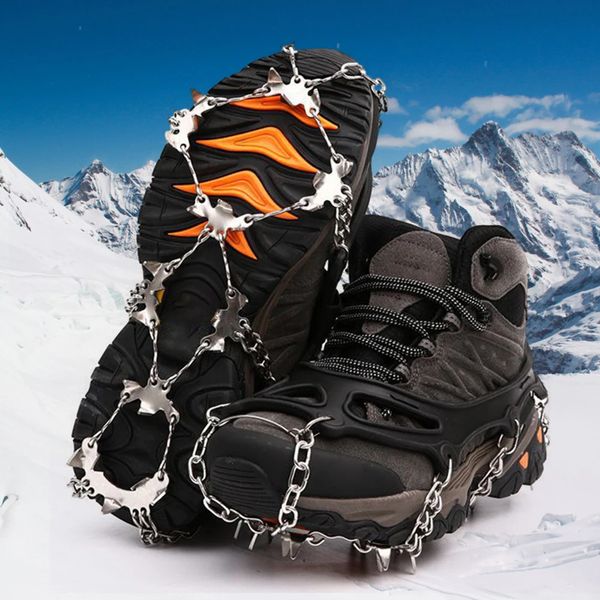 Crampons d'alpinisme 1 paire de crampons à glace en acier inoxydable 24 dents Crampons d'alpinisme avec sac de transport Kit d'escalade sur glace pour chaussures/bottes/talons/baskets 231021