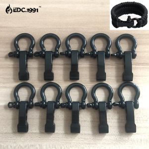 Crampones de montañismo 10PCSlot Alta calidad O Forma Ajustable Acero inoxidable Ancla Grillete Acampar al aire libre Cuerda de supervivencia Paracord Pulsera Hebillas 231024