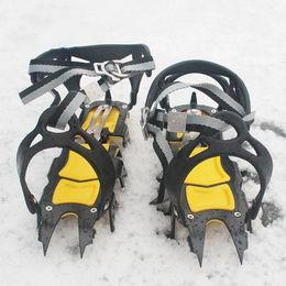 Crampons d'alpinisme Crampons antidérapants d'escalade à 18 dents réglables pour la marche hivernale Griffe de glace Raquettes d'alpinisme Couvre-chaussures d'extérieur en acier au manganèse 231025