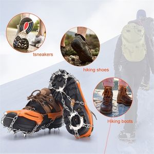 Crampones de montañismo Tacos de montañismo de 19 dientes Zapatos de nieve antideslizantes para hielo con empuñaduras Cadena con púas Acero inoxidable Accesorios para caminar y senderismo unisex 231021