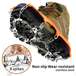 Crampons d'alpinisme Antidérapants Chaussures à glace à 8 dents Spike Grip Bottes Chaîne Escalade Crampons d'alpinisme Randonnée Hiver Crampons Crampons Pinces A9M2 230603