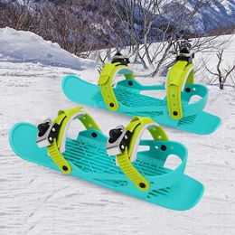 Crampons d'alpinisme Mini patins de Ski courts Mini chaussures de Ski de patinage réglables adultes planche à roulettes de neige courte Portable s'adaptent à votre sac à dos 231101