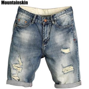 Jeans pour hommes 2022 été survêtement déchiré Denim Shorts trou Streetwear mâle mince marque de mode SA169