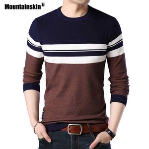 Mountains Mens Pullover Herfst Wol Slim Fit Gebreide Sweater O-hals Gestreepte Mens Merk Kleding Casual Pull Homme SA688 Y0907