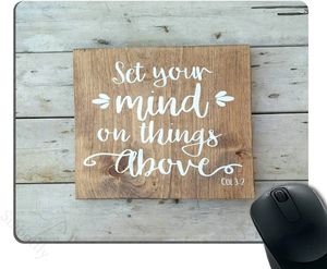 Mouse Bible Verse Wood Signs Sayings Wall Art Escritura Faith Sign, diseño personalizado antideslizante goma Mousepad 9.5x7.9 In