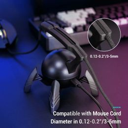 Cordon de câble de souris de souris Cordon de câble de souris Organisateur flexible pour les souris jouant au jeu esports avec 3 ports USB et lumière RVB