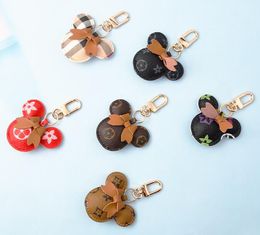 Souris Design voiture porte-clés faveur fleur sac pendentif charme bijoux porte-clés pour hommes cadeau mode PU cuir Animal porte-clés