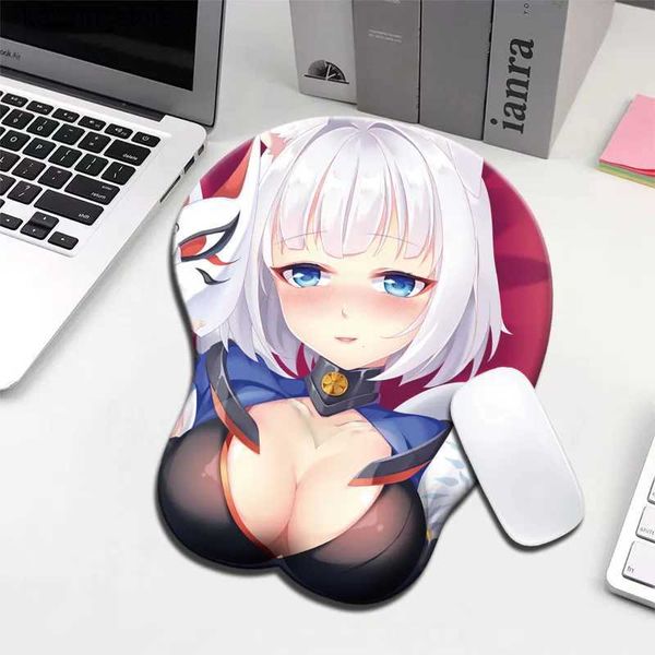 Pad le poignet de souris Rests Azur Lane Creative Cartoon Anime Anime Sexy Beauty Mouse Pad Silicone 3D Poitrine de poitrine Rest Tapis de Souris Y240419