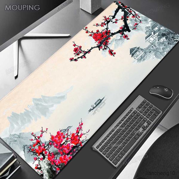 Mouse Pads Doll Art Sakura Mousepad Black Mausepad Pink Setup Accesorios Office Carpet Mouse Pad Company Gaming Deskmat 90x40 Xl R230819