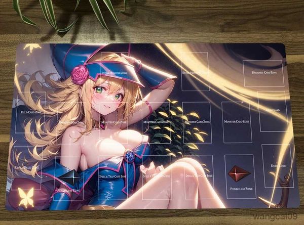 Alfombrillas para ratón Juego de mesa de muñeca YuGiOh Dark Magician Girl Tapete para juegos de cartas coleccionables Tapete para juegos de escritorio Tapete para juegos Mouse Pad R231031