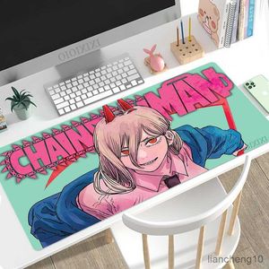 Muismatten Pols Chainsaw Man Mouse Pad Gaming XL Large Custom Mousepad XXL Playmat Non-Slip Carpet Office Laptop Desktop Mouse Pad Pad R230710