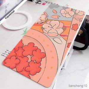 Tapis de souris poignet mignon tapis de bureau rose fleur Art tapis de souris plantes souris tapis pour ordinateur portable tapis de souris Gamer grand jeu XXL tapis de souris R230710