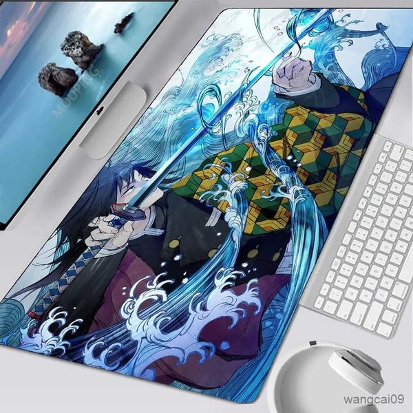 Tapis de Souris Poignet Démon Katana Tapis de Jeu XXL Tapis de Souris Anime Dessin animé Gamer Clavier Tapis Tapis de Bureau Table d'ordinateur Grand Tapis de Souris Rouge R231031