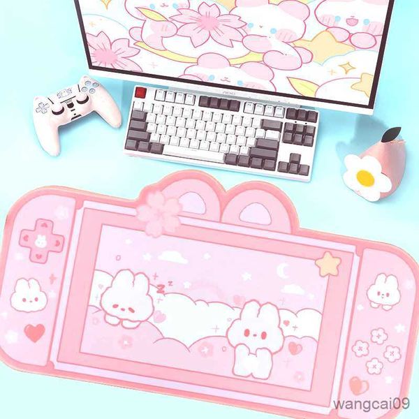 Alfombrillas de ratón Alfombrilla de ratón Extra Grande para Juegos para Escritorio Lindo Rosa Púrpura Sakura Bunny Accesorios de Escritorio a Prueba de Agua