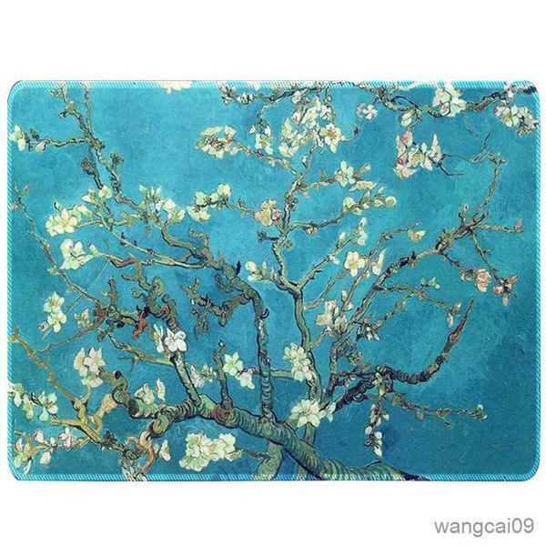 Tapis de souris poignet Gogh fleur d'amandier tapis de souris Table de bureau bureau maison peinture à l'huile Style tapis de souris Base en caoutchouc tapis de bureau