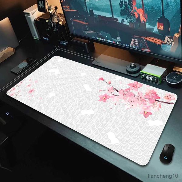 Tapis de souris Tapis de souris de poignet XXL en caoutchouc Fleur de cerisier Grand tapis de souris Gamer Tapis de bureau d'art antidérapant Tapis d'ordinateur 90x40 cm Tapis de clavier R231028