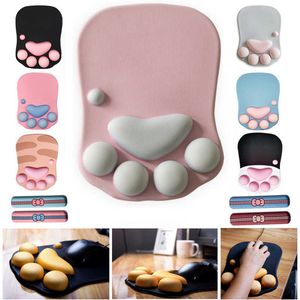 Tapis de souris Repose-poignets 3D mignon tapis de souris ordinateur Anime doux chat patte tapis de souris repose-poignet soutien confort silicone mémoire mousse tapis de souris de jeu tapis T230215