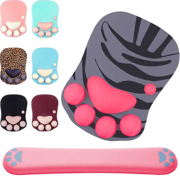 Tapis de souris Repose-poignets Tapis de souris 3D en silicone souple Patte de chat mignon Tapis de souris en mousse à mémoire de forme Repose-poignets Coussins Tapis de souris pour enfants Ordinateur portable Tapis de souris T230215